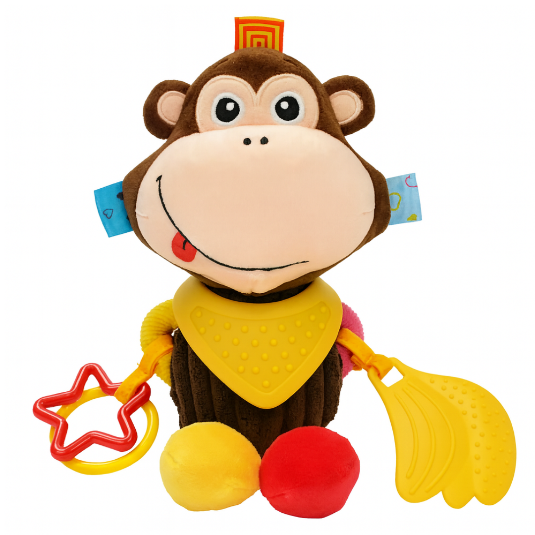 Peluche Sonajero con Mordedor de Monito Colgante para Bebé